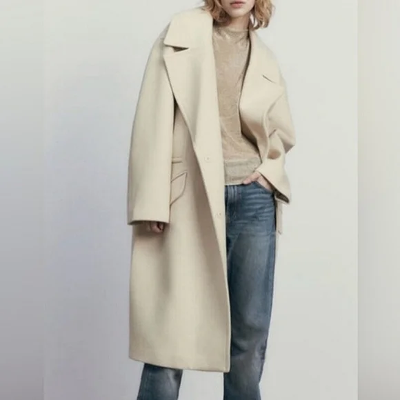 Zara Oversized Coat Cream - Picture 11 of 17